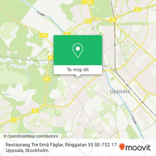 Restaurang Tre Små Fåglar, Ringgatan 35 SE-752 17 Uppsala karta