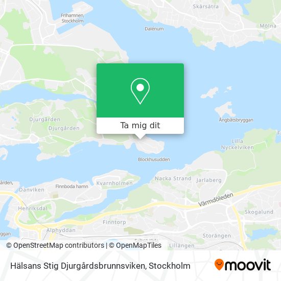 Hälsans Stig Djurgårdsbrunnsviken karta