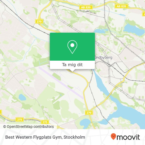 Best Western Flygplats Gym karta