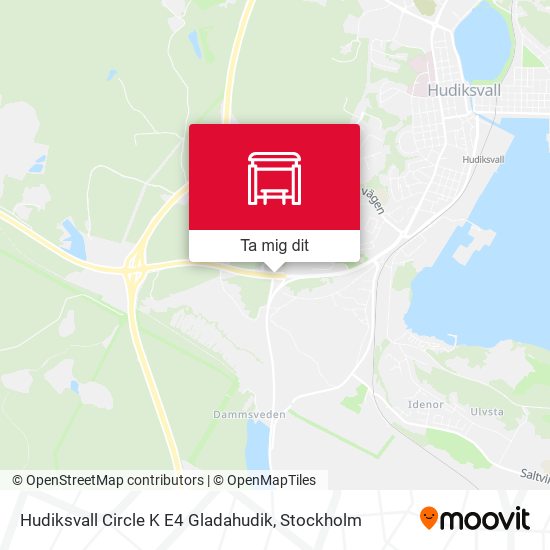 Hudiksvall Circle K E4 Gladahudik karta