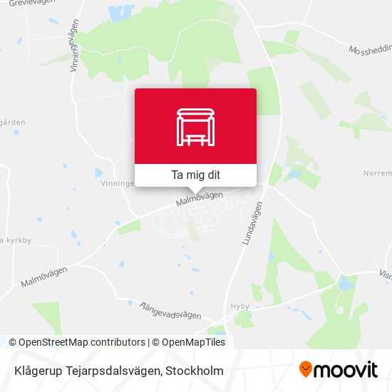 Klågerup Tejarpsdalsvägen karta