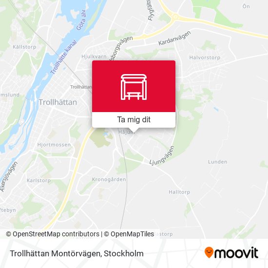 Trollhättan Montörvägen karta