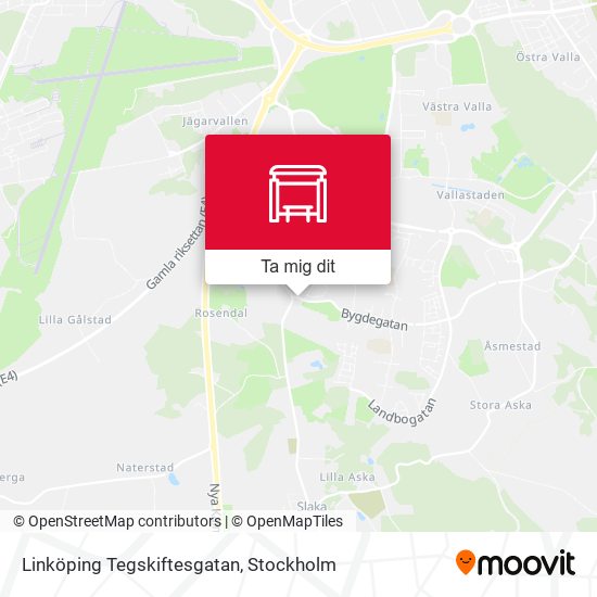 Linköping Tegskiftesgatan karta