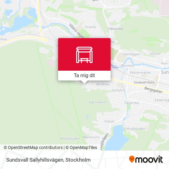 Sundsvall Sallyhillsvägen karta