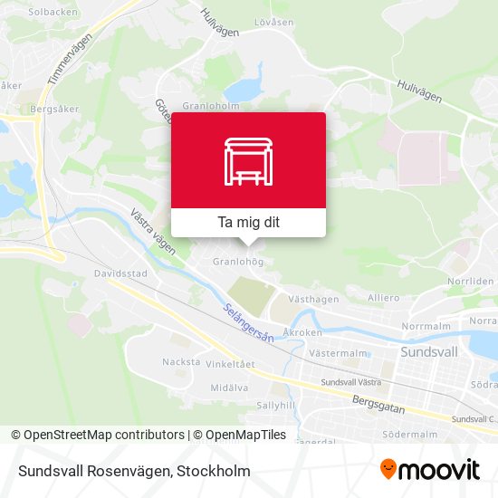 Sundsvall Rosenvägen karta