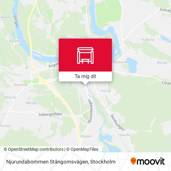 Njurundabommen Stångomsvägen karta