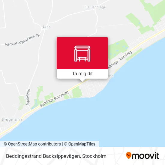 Beddingestrand Backsippevägen karta