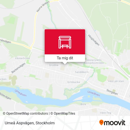 Umeå Aspvägen karta