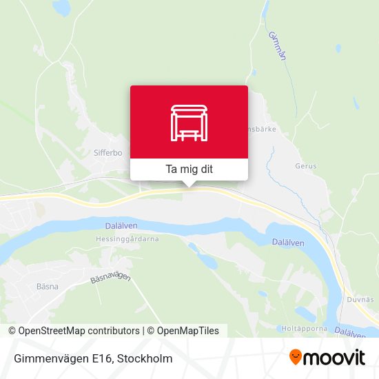 Gimmenvägen E16 karta