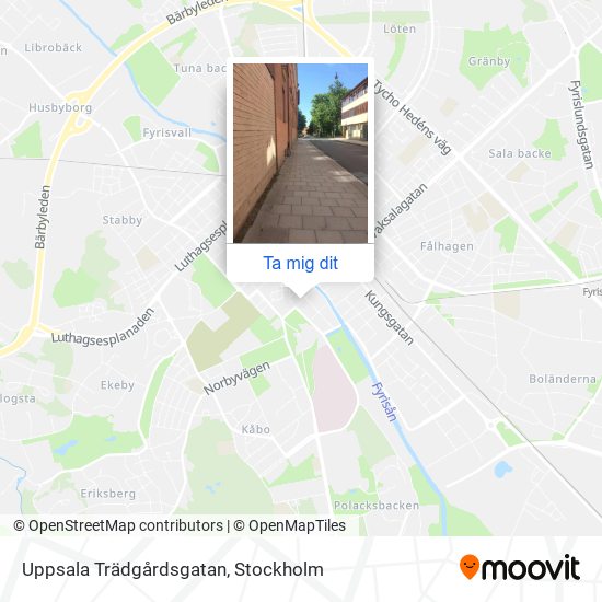 Uppsala Trädgårdsgatan karta