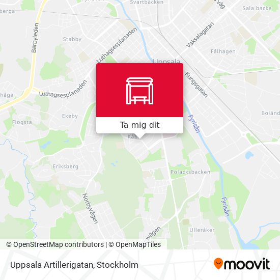 Uppsala Artillerigatan karta