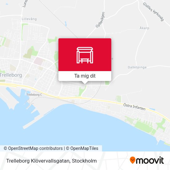 Trelleborg Klövervallsgatan karta