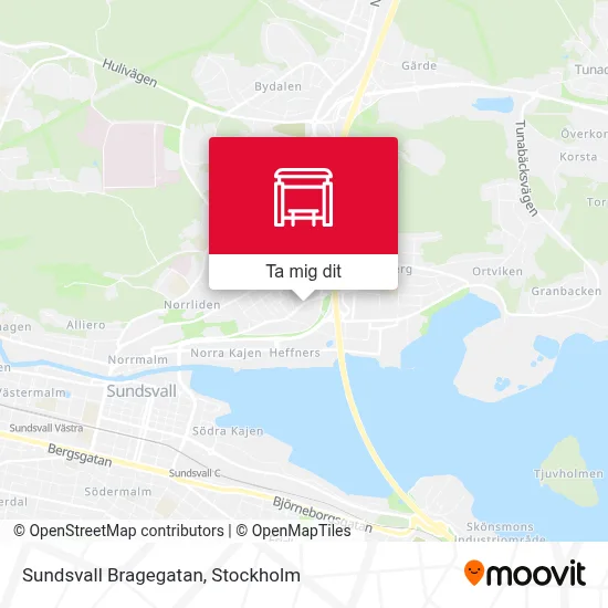 Sundsvall Bragegatan karta