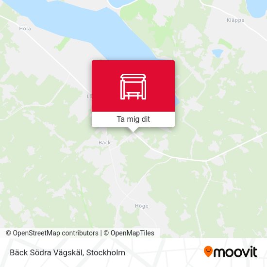 Bäck Södra Vägskäl karta