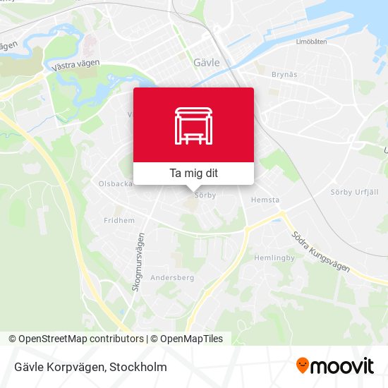 Gävle Korpvägen karta