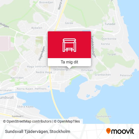 Sundsvall Tjädervägen karta
