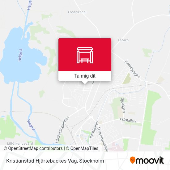 Kristianstad Hjärtebackes Väg karta