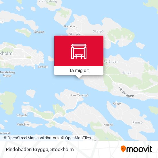 Rindöbaden Brygga karta