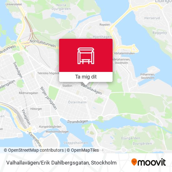 Valhallavägen / Erik Dahlbergsgatan karta
