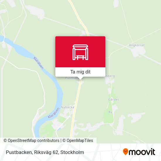 Pustbacken, Riksväg 62 karta
