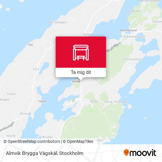 Almvik Brygga Vägskäl karta