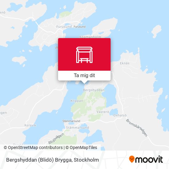 Bergshyddan (Blidö) Brygga karta