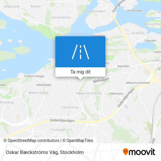 Oskar Bæckströms Väg karta