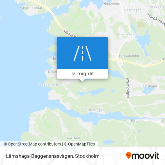 Lämshaga-Baggensnäsvägen karta