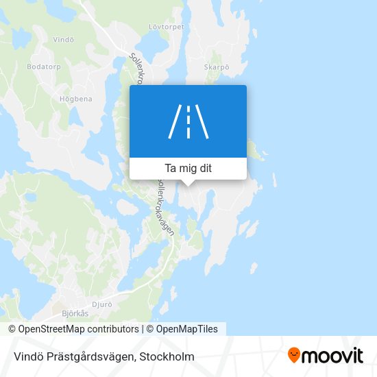 Vindö Prästgårdsvägen karta