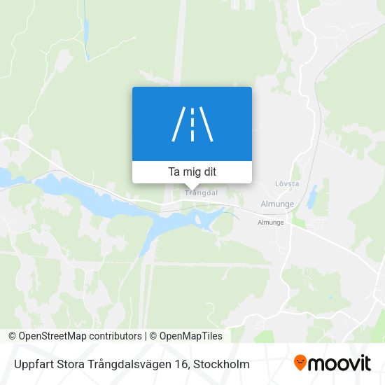 Uppfart Stora Trångdalsvägen 16 karta