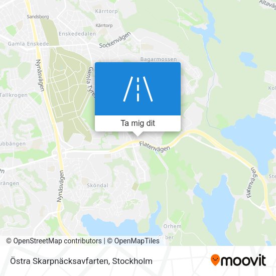 Östra Skarpnäcksavfarten karta