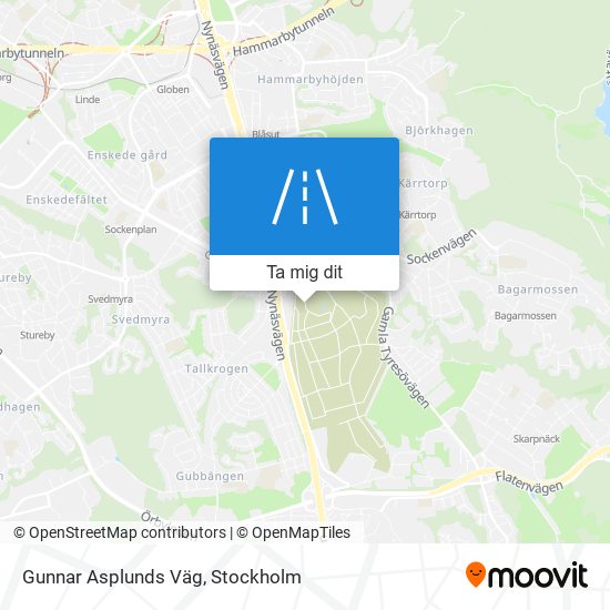 Gunnar Asplunds Väg karta