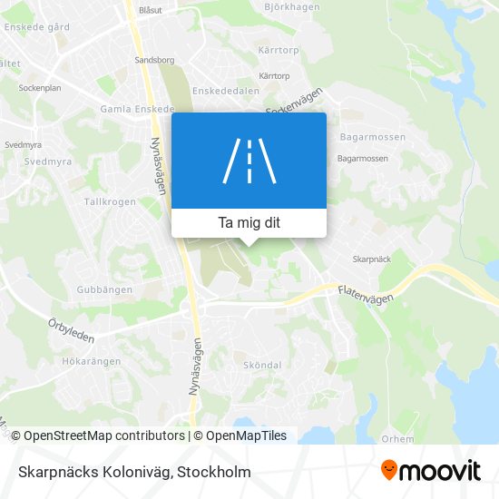 Skarpnäcks Koloniväg karta