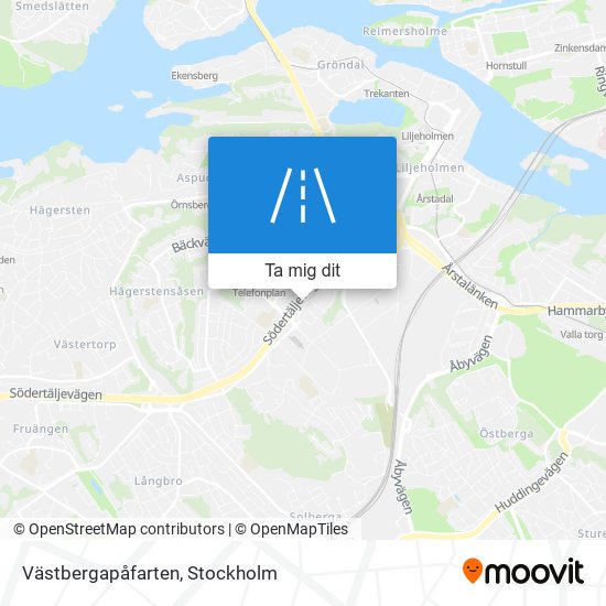 Västbergapåfarten karta