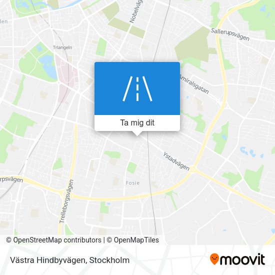 Västra Hindbyvägen karta