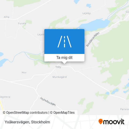 Yxåkersvägen karta
