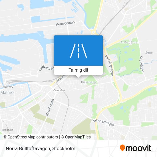Norra Bulltoftavägen karta