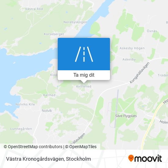 Västra Kronogårdsvägen karta