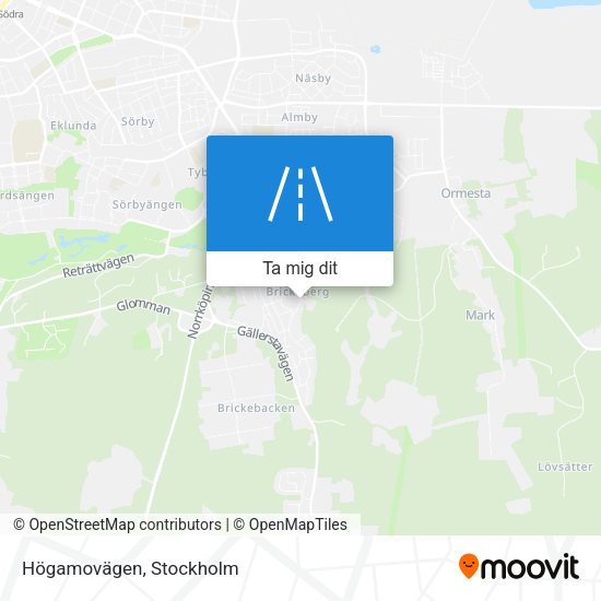 Högamovägen karta