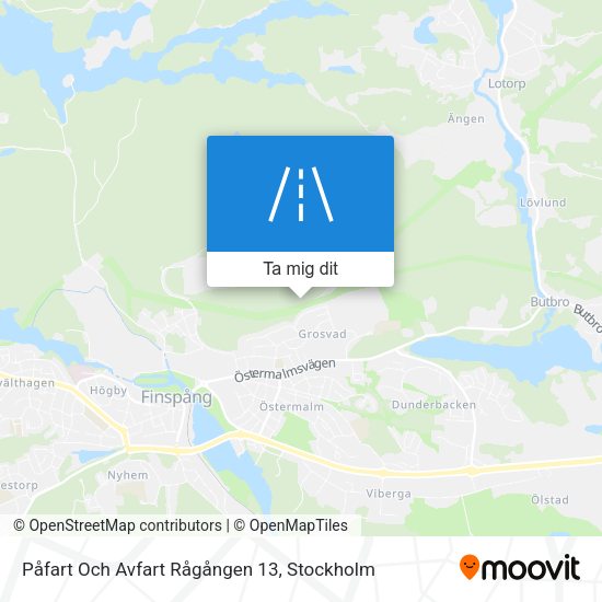 Påfart Och Avfart Rågången 13 karta