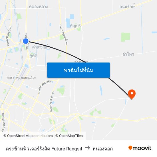 ตรงข้ามฟิวเจอร์รังสิต Future Rangsit to หนองจอก map