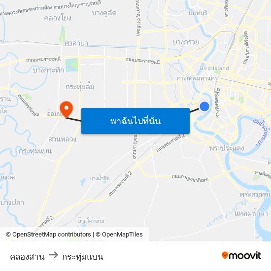 คลองสาน to กระทุ่มแบน map