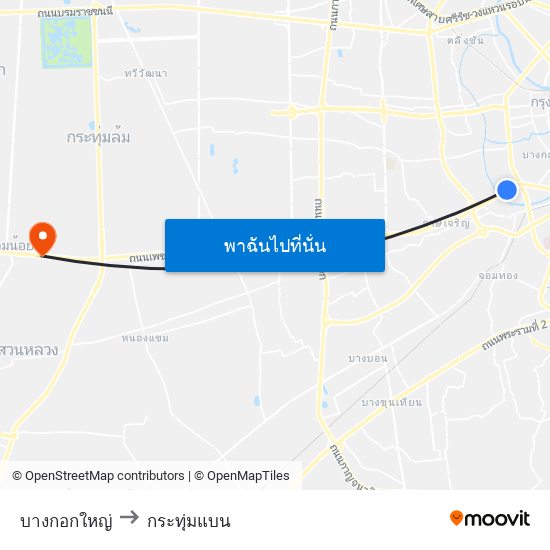 บางกอกใหญ่ to กระทุ่มแบน map