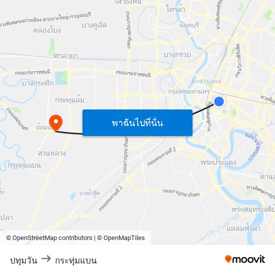 ปทุมวัน to กระทุ่มแบน map