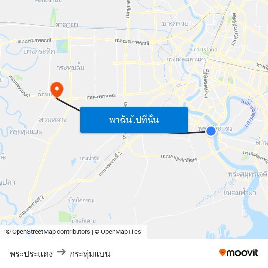 พระประแดง to กระทุ่มแบน map