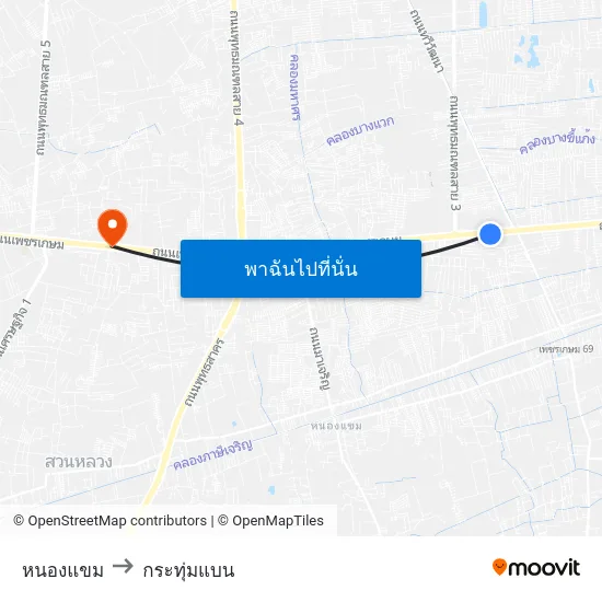 หนองแขม to กระทุ่มแบน map