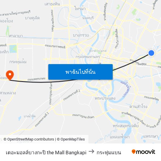 เดอะมอลล์บางกะปิ the Mall Bangkapi to กระทุ่มแบน map