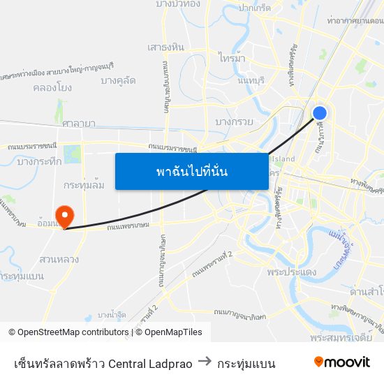 เซ็นทรัลลาดพร้าว Central Ladprao to กระทุ่มแบน map