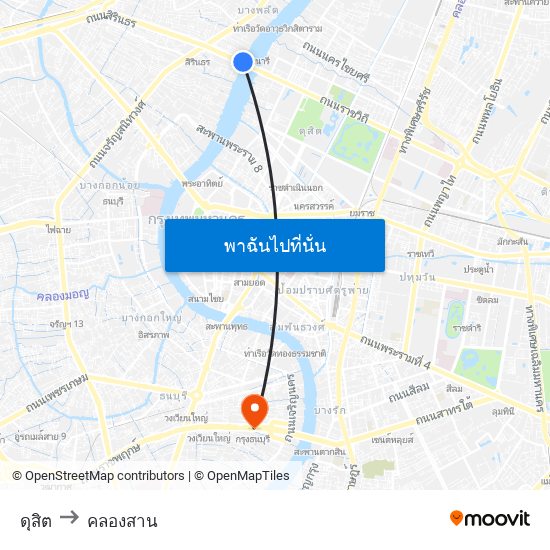 ดุสิต to คลองสาน map