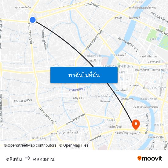 ตลิ่งชัน to คลองสาน map